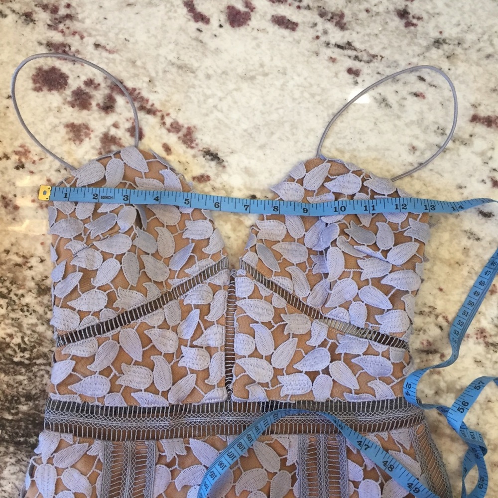 Self-Portrait Lavender Appliqué Midi Dress with Nude Lining Floral SZ 0 - Picture 11 of 14
